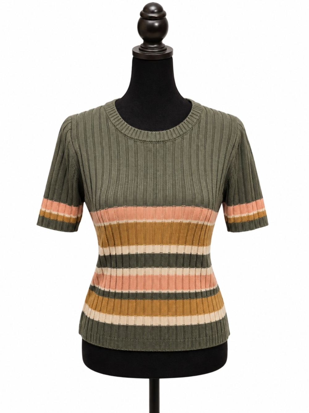 No Boundaries Olive Green Striped Ribbed Knit Sweater Top – XL